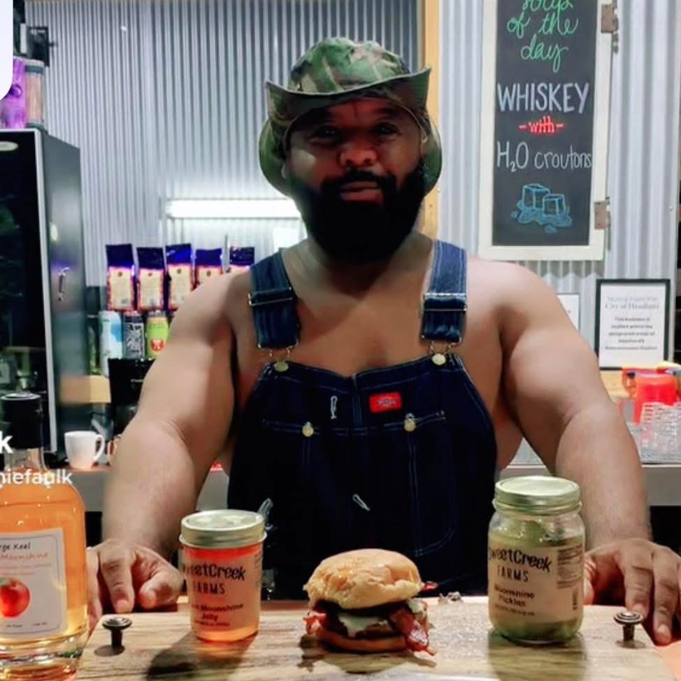 Earnie’s food and a team member at a community event